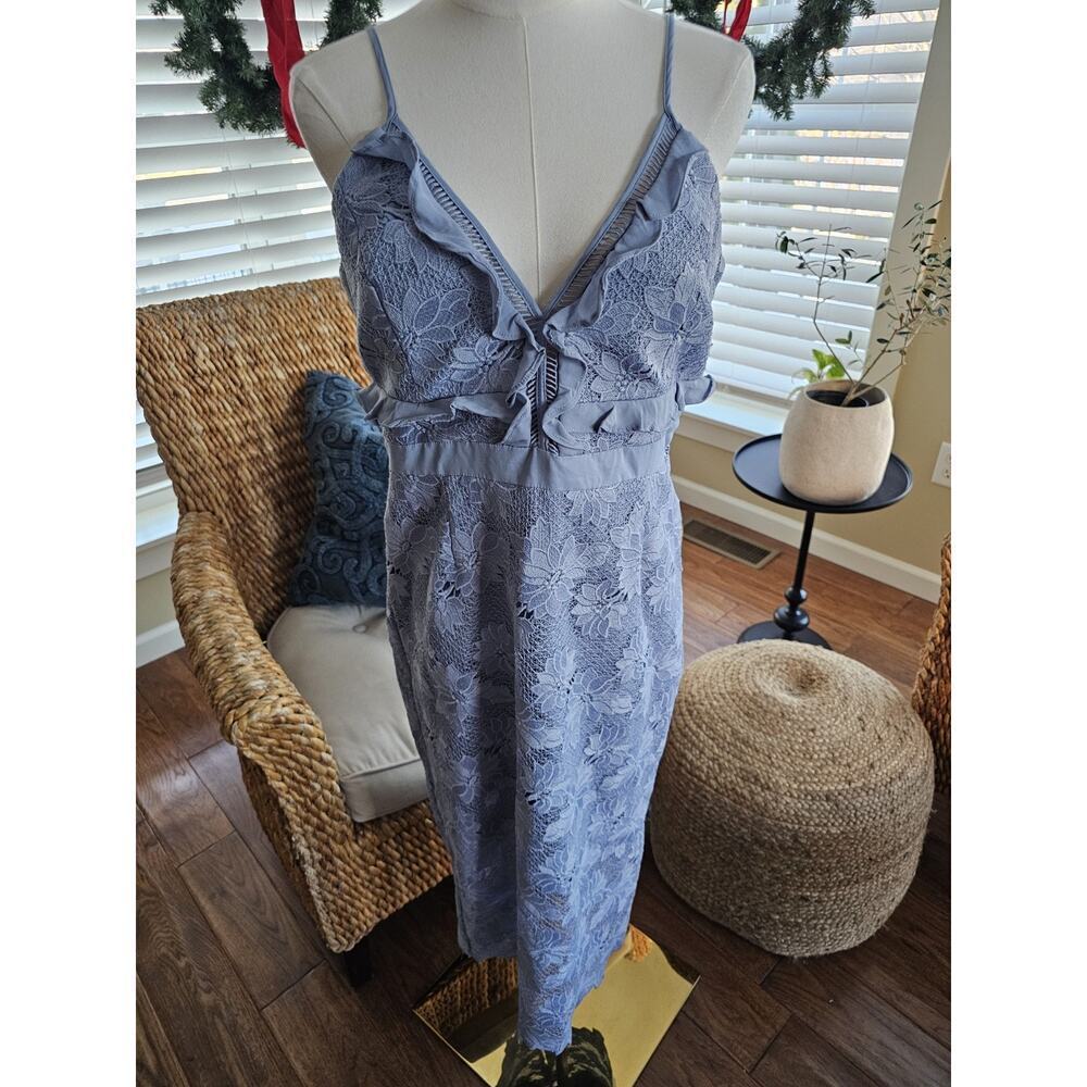 Bardot Vienna Lace Overlay Dress‎ Dusty Blue Size 10 EUC